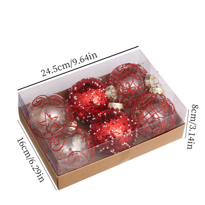 Χριστουγεννιάτικη Μπάλα Διακοσμητικά Προμήθειες 6 ΤΕΜ/8 εκατοστά Στολίδι με κρεμαστό χριστουγεννιάτικο δέντρο με εξαιρετική ζωγραφική διακόσμηση Πρωτοχρονιάτικο πάρτι