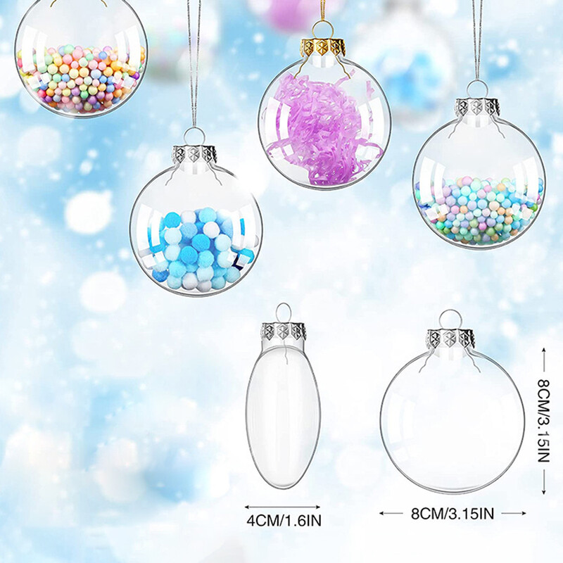 6/8/10 cm božićna oblatna kuglica, plastična kuglica koja se može puniti, božićno drvce, viseći ukrasi, dekoracija, festival, kućni pribor za svatove