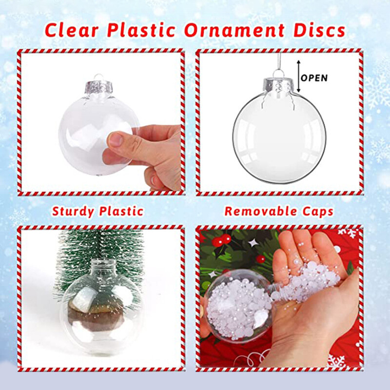 6/8/10 cm božićna oblatna kuglica, plastična kuglica koja se može puniti, božićno drvce, viseći ukrasi, dekoracija, festival, kućni pribor za svatove