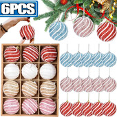 2024. gada jauni Ziemassvētku eglīšu bumbu rotājumi, 8 cm mini Ziemassvētku balles rotājumi, balti sarkani, neplīstoši iekarināmi eglītes dekori