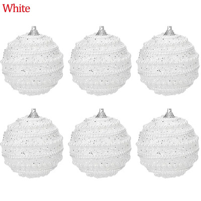 2024. gada jauni Ziemassvētku eglīšu bumbu rotājumi, 8 cm mini Ziemassvētku balles rotājumi, balti sarkani, neplīstoši iekarināmi eglītes dekori