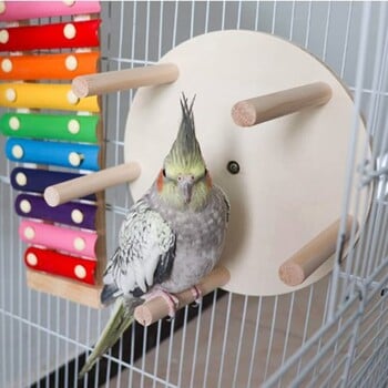 Φυσικό ξύλο Bird Perch Stand Wheel Branch Perch for Parrotss Parakeets Toy Branch Bird Cage Accessories