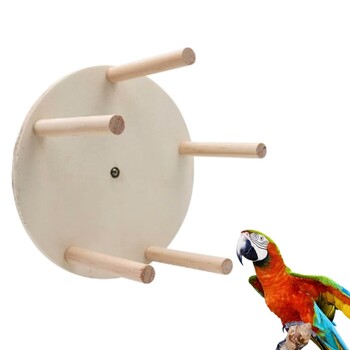 Φυσικό ξύλο Bird Perch Stand Wheel Branch Perch for Parrotss Parakeets Toy Branch Bird Cage Accessories