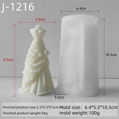 3D Νυφικό Κερί Καλούπι σιλικόνης DIY Κερί αρωματοθεραπείας γύψου Διακοσμητικό μενταγιόν από εποξειδική ρητίνη Καλούπι για σπίτι Αποθήκευση χειροτεχνίας