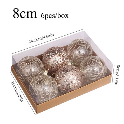 Božićni ukrasi 8 cm/6 kom. Izvrsna prozirna oslikana božićna kuglica Poklon kutija Božićno drvce Privjesak Viseći ukrasi
