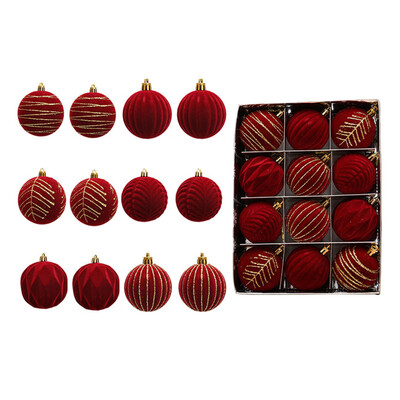 12BUC 6CM Ornamente cu minge de Crăciun Decoratiuni pentru copac pentru vacanță, petrecere de nuntă, minge de Crăciun, minge roșie de pluș pictată, minge de catifea