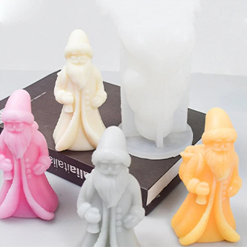 Új hátsó ajándéktáska Mikulás szilikon gyertyaformák, kézzel készített barkácsolás, gyanta gipsz agyag formák készlet ünnepi dekorációs ajándékokhoz