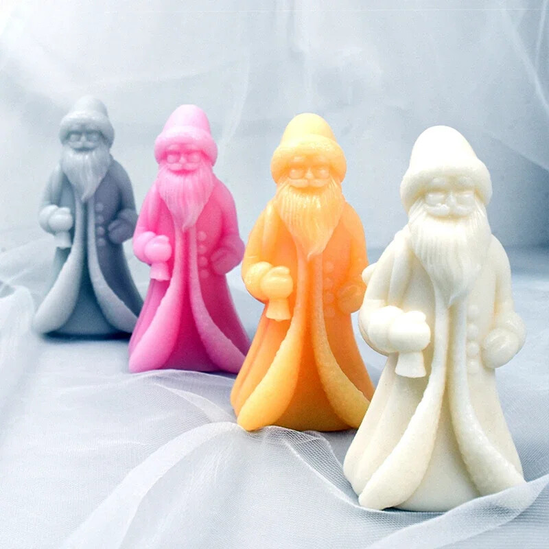 Új hátsó ajándéktáska Mikulás szilikon gyertyaformák, kézzel készített barkácsolás, gyanta gipsz agyag formák készlet ünnepi dekorációs ajándékokhoz