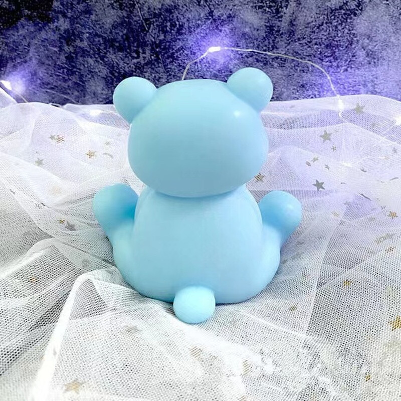 Liels 3D sēdus statīvs Lācis Silikona sveču veidne DIY roku darbs ziepju ģipša sveķu Dekoratīvie sveču izgatavošanas piederumi Mājas dāvanas