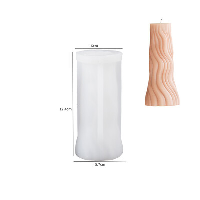 Viļņveida cilindriska sveces silikona veidne ar neregulāru ģeometrisku formu savītām svītrām Cilindriska sveču veidne, sveķu ģipša veidne