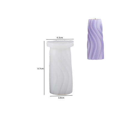 Viļņveida cilindriska sveces silikona veidne ar neregulāru ģeometrisku formu savītām svītrām Cilindriska sveču veidne, sveķu ģipša veidne