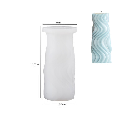 Viļņveida cilindriska sveces silikona veidne ar neregulāru ģeometrisku formu savītām svītrām Cilindriska sveču veidne, sveķu ģipša veidne