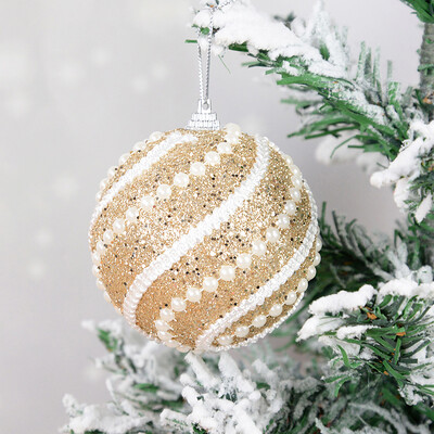 4/2gab 8cm Ziemassvētku bumbiņas zelta putu pērļu Ziemassvētku bumbiņas, rotājumi, neplīstoši Ziemassvētku eglītes piekaramie kulons Navidad Jaungada dāvana