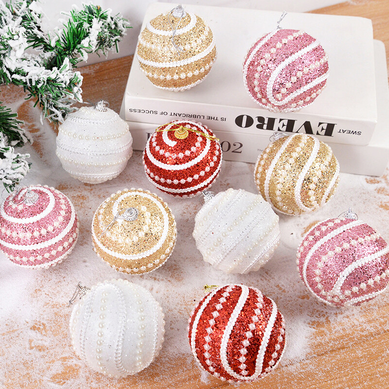 4/2gab 8cm Ziemassvētku bumbiņas zelta putu pērļu Ziemassvētku bumbiņas, rotājumi, neplīstoši Ziemassvētku eglītes piekaramie kulons Navidad Jaungada dāvana