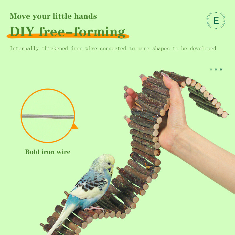 Kāmja Bendija garie koka tilti, putnu kāpnes, asari rotaļlietas Košļājamā koka kāmja kāmju kāpšana būrī