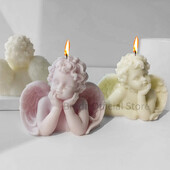 Liela eņģeļa sveces silikona veidne 3D gudrs bērnu portrets roku darbs ģipša lelle sveču sveķu veidnes mājas dekora artefakts