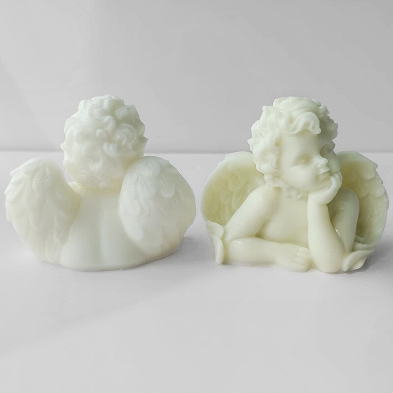 Liela eņģeļa sveces silikona veidne 3D gudrs bērnu portrets roku darbs ģipša lelle sveču sveķu veidnes mājas dekora artefakts