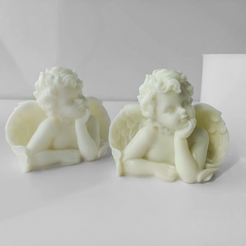 Liela eņģeļa sveces silikona veidne 3D gudrs bērnu portrets roku darbs ģipša lelle sveču sveķu veidnes mājas dekora artefakts