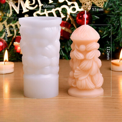 DIY Χειροποίητο Χριστουγεννιάτικο Μοτίβο Κυλινδρικό Κερί Καλούπι Σιλικόνης Γλυπτό Μοτίβο Κυλινδρικό Κερί Καλούπι Σιλικόνης