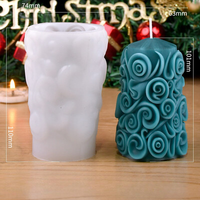 DIY Χειροποίητο Χριστουγεννιάτικο Μοτίβο Κυλινδρικό Κερί Καλούπι Σιλικόνης Γλυπτό Μοτίβο Κυλινδρικό Κερί Καλούπι Σιλικόνης