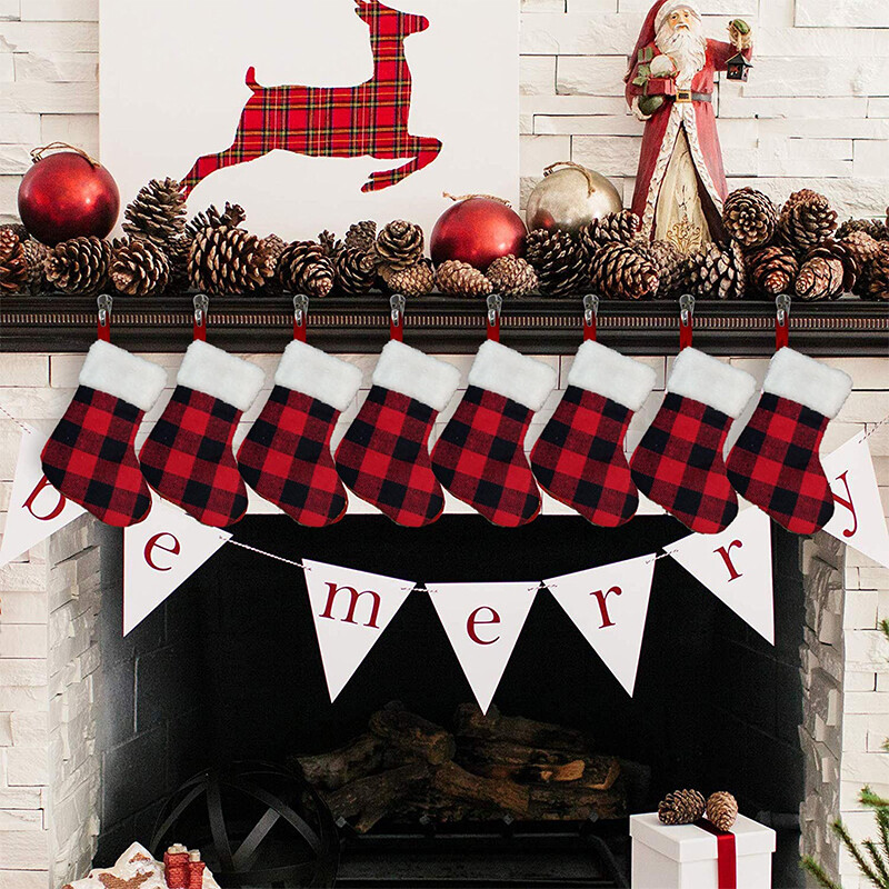 Ciorapi de Crăciun, 12 bucăți, pungă de bomboane, cadou de Moș Crăciun, șosete, ornamente pentru brad de Crăciun, pandantiv, cizme mici, decorațiuni pentru Anul Nou pentru copii