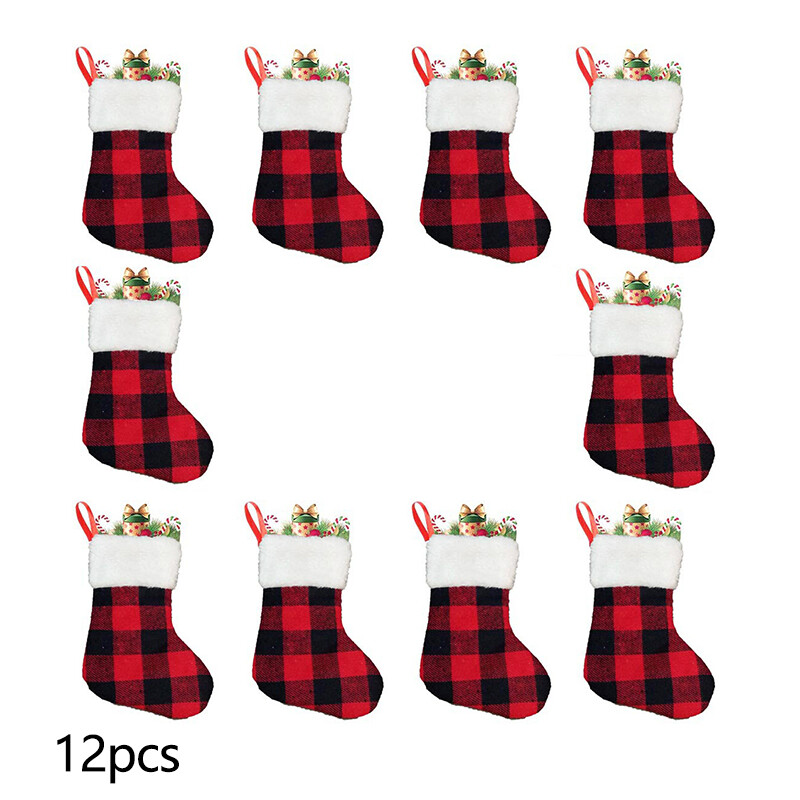 Ciorapi de Crăciun, 12 bucăți, pungă de bomboane, cadou de Moș Crăciun, șosete, ornamente pentru brad de Crăciun, pandantiv, cizme mici, decorațiuni pentru Anul Nou pentru copii