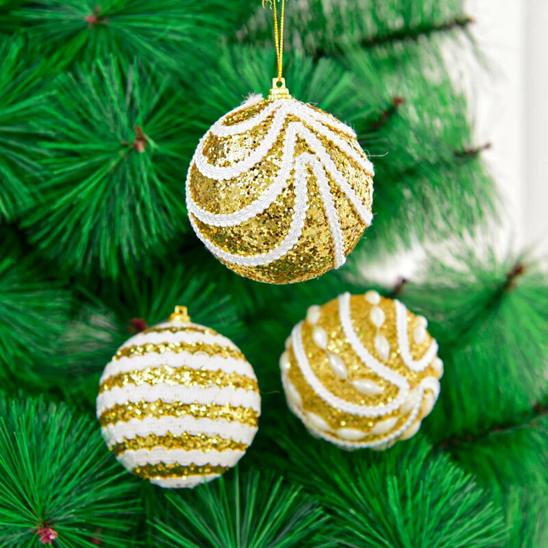Karácsonyfadíszítő labda 8cm arany habgolyó kirakat, Karácsonyi Dísz medál Karácsonyi labda