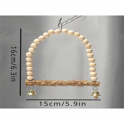 1 buc leagăn din lemn natural de piper de Sichuan, scară de nor, scară de alpinism cu clopot, mușcătură, alpinism, agățat cușcă inelă, accesoriu pentru cușcă de păsări