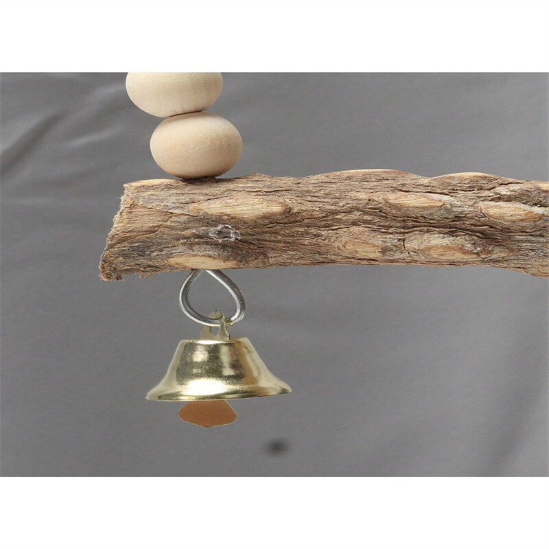 1 buc leagăn din lemn natural de piper de Sichuan, scară de nor, scară de alpinism cu clopot, mușcătură, alpinism, agățat cușcă inelă, accesoriu pentru cușcă de păsări