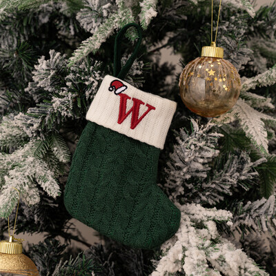 Ciorapi de Craciun Fulg de zapada verde Saci cadou tricotate moi Pandantiv pentru decoratiuni festive de sarbatori Decor semineu rosu 26 litere