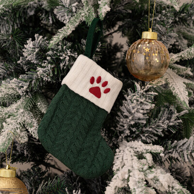 Ciorapi de Craciun Fulg de zapada verde Saci cadou tricotate moi Pandantiv pentru decoratiuni festive de sarbatori Decor semineu rosu 26 litere