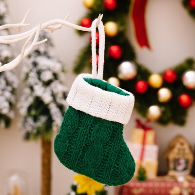 Ciorapi de Craciun Fulg de zapada verde Saci cadou tricotate moi Pandantiv pentru decoratiuni festive de sarbatori Decor semineu rosu 26 litere
