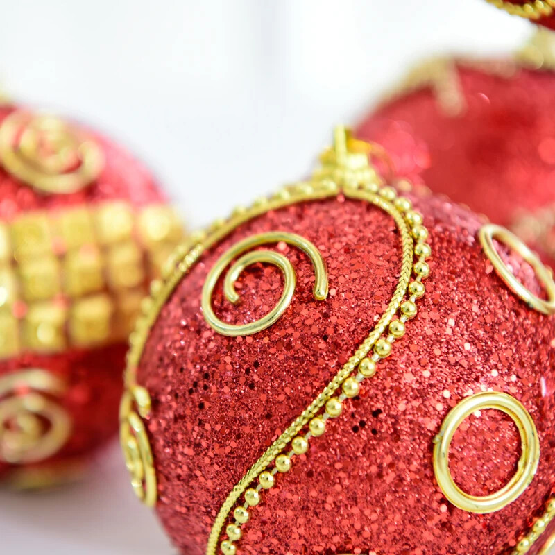 Piros arany karácsonyi labda díszítő függő labda 8 cm karácsonyi dísz karácsonyfa medál kiváló minőségű hab golyó