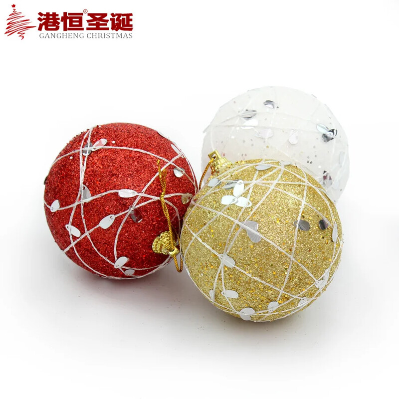 Karácsonyfadísz golyó 8cm-es halpikkely sebzett karácsonyi labda arany piros fehér díszítésű karácsonyi labda 11g