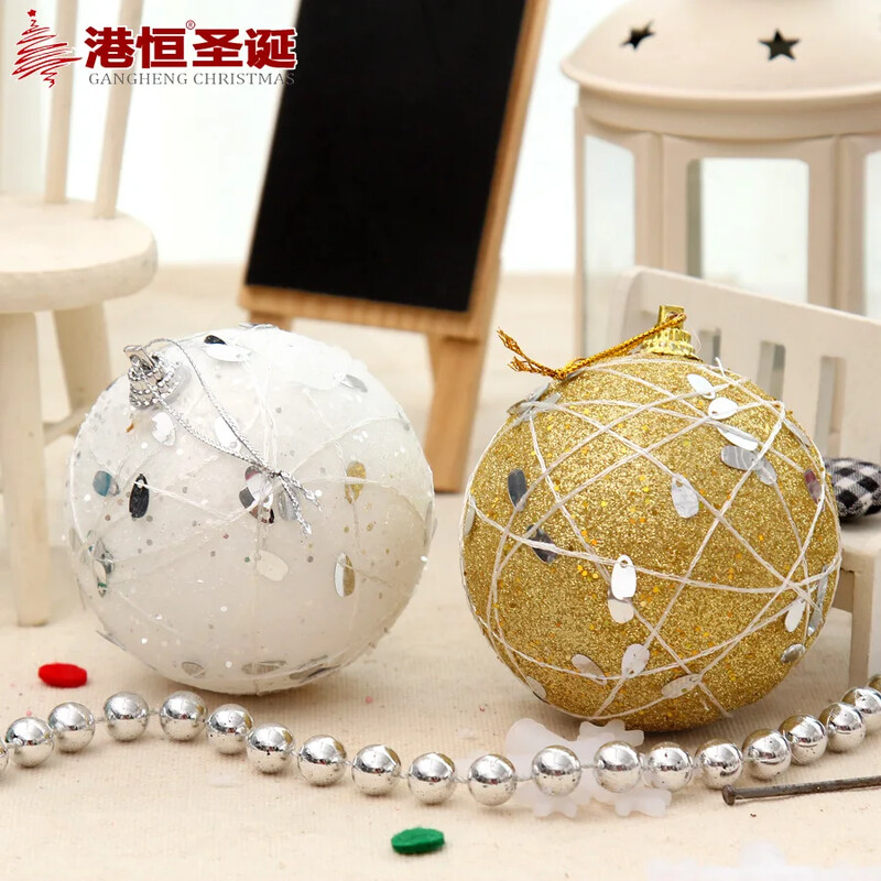 Karácsonyfadísz golyó 8cm-es halpikkely sebzett karácsonyi labda arany piros fehér díszítésű karácsonyi labda 11g