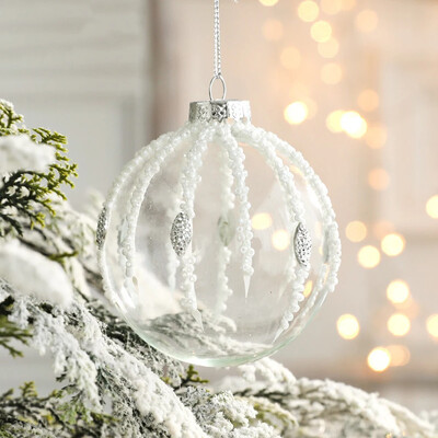 Ziemassvētku balles rotājums baltā zelta Ziemassvētku eglītes piekaramie piekariņi Ziemassvētku rotājumi mājas kāzu ballītei