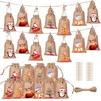 Christmas Advent Calendar Bags 24 Days Advent Calendar Gift bags Σετ DIY Χάρτινα αυτοκόλλητα Χριστουγεννιάτικη διακόσμηση Calendario De Adviento