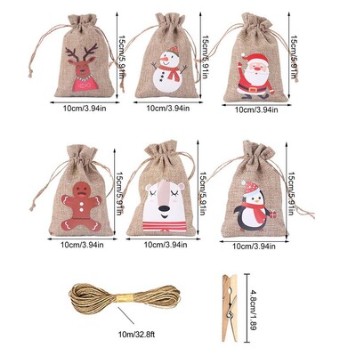 Christmas Advent Calendar Bags 24 Days Advent Calendar Gift bags Σετ DIY Χάρτινα αυτοκόλλητα Χριστουγεννιάτικη διακόσμηση Calendario De Adviento