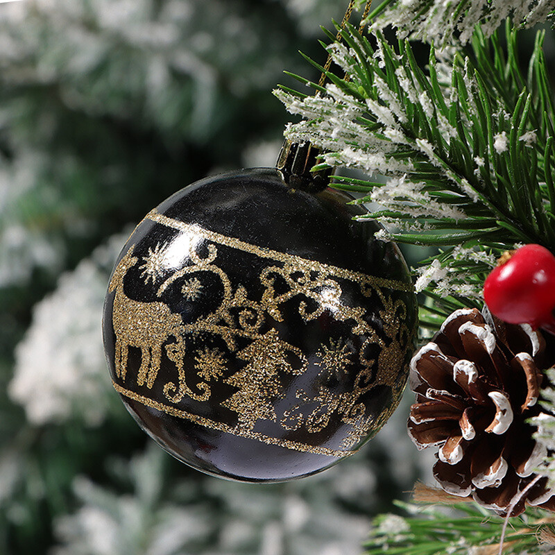 6gb Ziemassvētku balles rotājumi melns zelts balts sarkans zils nieciņi Ziemassvētku eglītes piekaramie piekaramie rotājumi 2024. gadam Noel Navidad