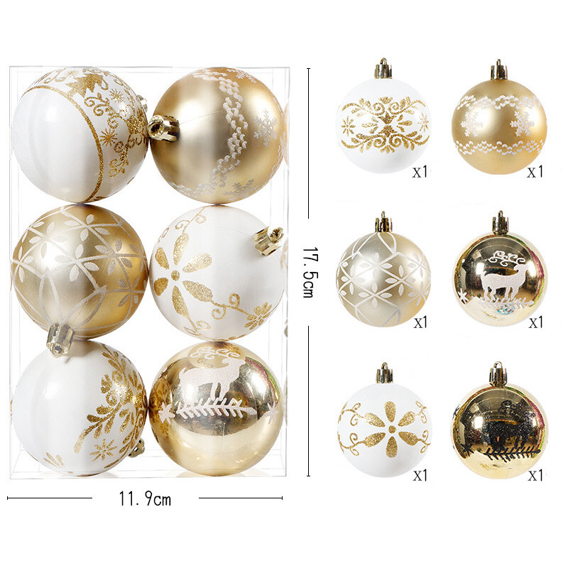 6gb Ziemassvētku balles rotājumi melns zelts balts sarkans zils nieciņi Ziemassvētku eglītes piekaramie piekaramie rotājumi 2024. gadam Noel Navidad