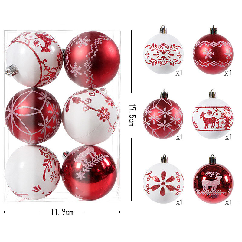 6gb Ziemassvētku balles rotājumi melns zelts balts sarkans zils nieciņi Ziemassvētku eglītes piekaramie piekaramie rotājumi 2024. gadam Noel Navidad