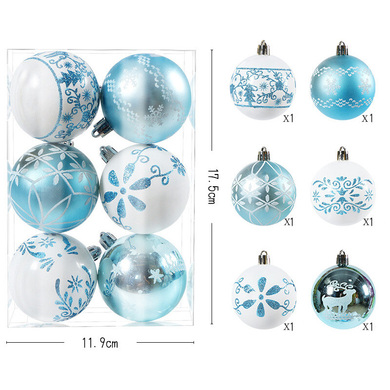 6gb Ziemassvētku balles rotājumi melns zelts balts sarkans zils nieciņi Ziemassvētku eglītes piekaramie piekaramie rotājumi 2024. gadam Noel Navidad