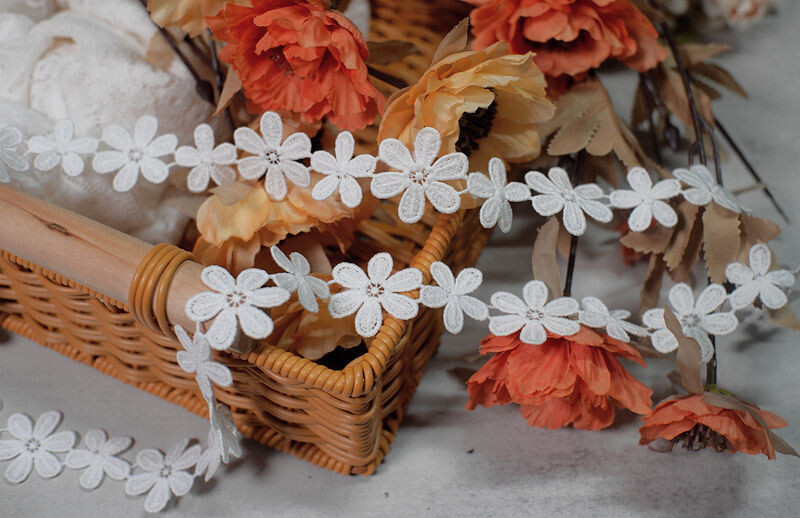 Lill, puuvillane niitpits aksessuaaridega 5cm, 1m DIY riided, ehete valmistamine, kaunistus, käsitöö materjalid, tikandid, pits