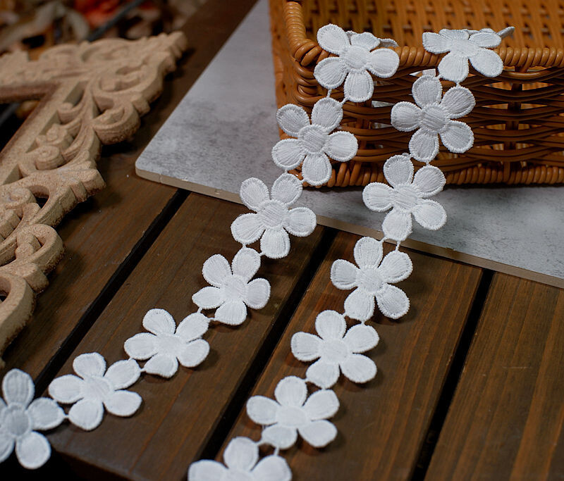 Lill, puuvillane niitpits aksessuaaridega 5cm, 1m DIY riided, ehete valmistamine, kaunistus, käsitöö materjalid, tikandid, pits