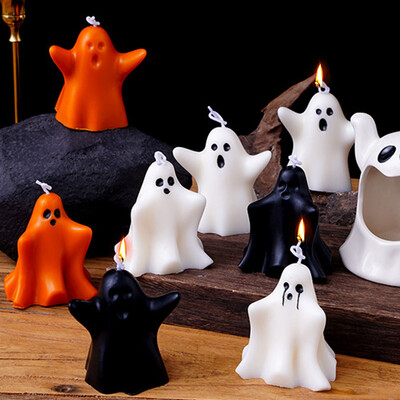 Хелоуин 3D Ghost Силиконова свещ Мухъл Multi Style Spectre Сапун Смола Мухъл Шоколадова торта Декор Живопис Гипс Фестивал Подарък