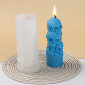 Noi Cranii stivuite Mucegai din silicon pentru lumânări Decorarea casei Artizanat Tencuială din rășină Faceți DIY Săpun Ciocolată Instrumente de copt Cadou de Halloween