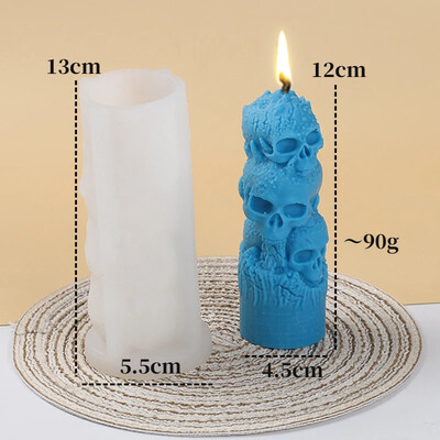 Noi Cranii stivuite Mucegai din silicon pentru lumânări Decorarea casei Artizanat Tencuială din rășină Faceți DIY Săpun Ciocolată Instrumente de copt Cadou de Halloween