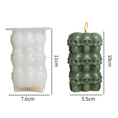 Noi Cranii stivuite Mucegai din silicon pentru lumânări Decorarea casei Artizanat Tencuială din rășină Faceți DIY Săpun Ciocolată Instrumente de copt Cadou de Halloween