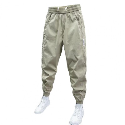 Ανδρικό ψηλόμεσο παντελόνι Harem Άνετο ανδρικό παντελόνι με κορδόνια με ελαστικές τσέπες στη μέση Μαλακό αναπνεύσιμο ύφασμα για μήκος στον αστράγαλο