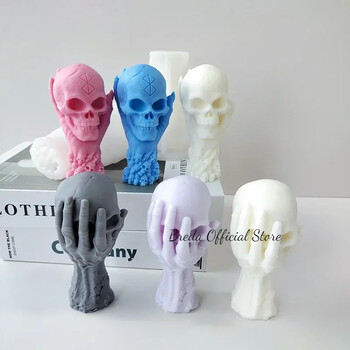 Χειρολαβή 12cm Skull Καλούπια κεριών σιλικόνης Diy Halloween Διακοσμητικά Χειροτεχνήματα Ρητίνη Σαπούνι Γύψινο καλούπι Εργαλείο κατασκευής δώρων για το σπίτι